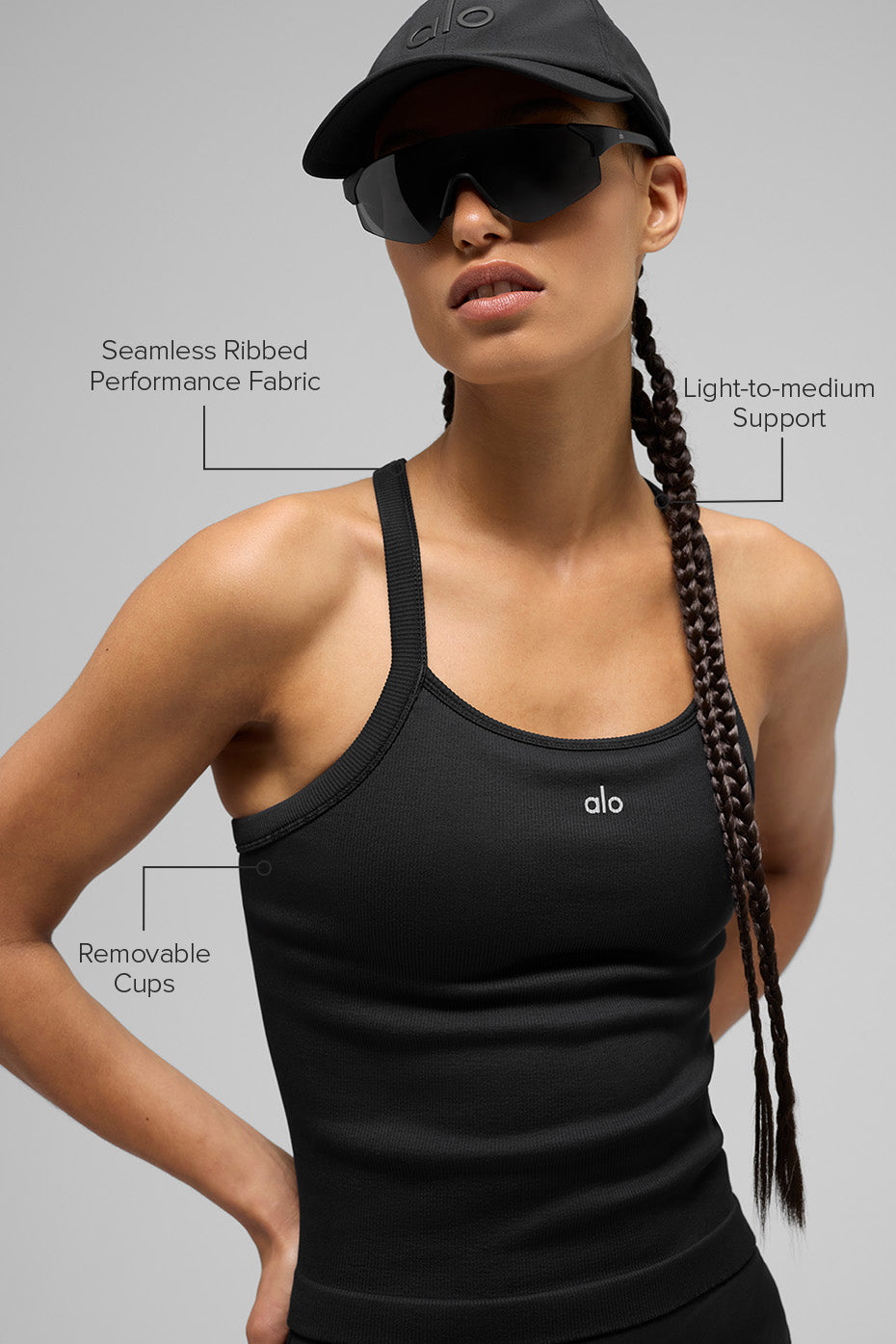 Débardeur soutien-gorge alo -  côtelé sans coutures